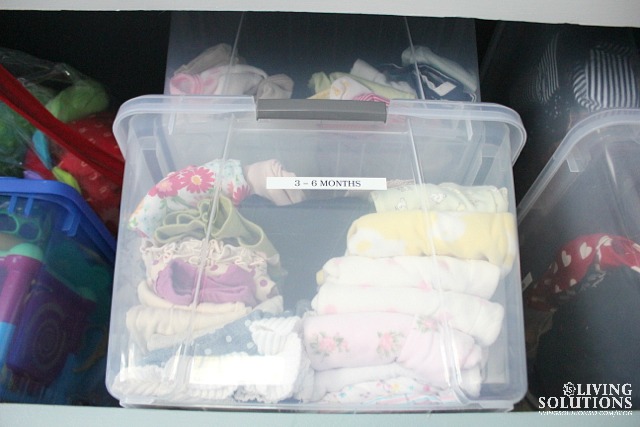 Organized Baby Clothes in Bins